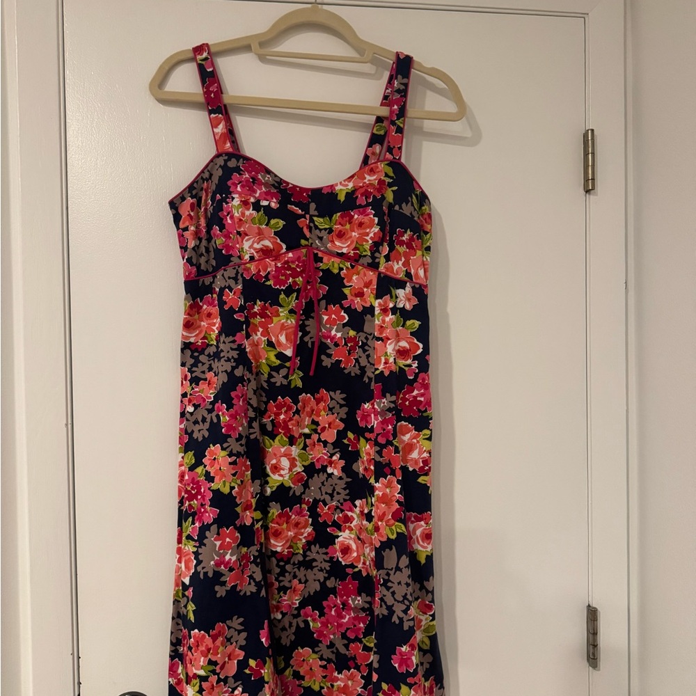 Floral Midi Dress - Pink and Black
